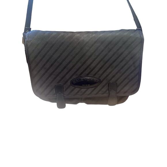 Vintage Balenciaga Monogram Canvas Messenger Bag EUC Dark navy - Picture 1 of 9